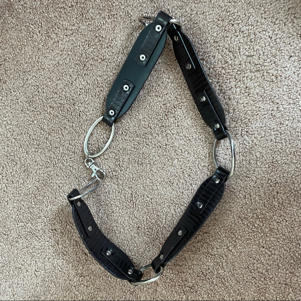 Faux Snakeskin Leather Silver Belt